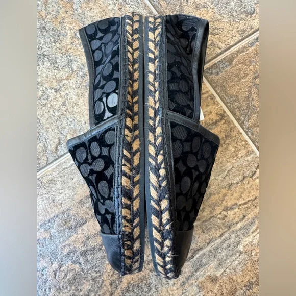 Coach Cleo Signature Canvas Mesh Slip On Espadrilles- Black/Tan, Women’s Size 8 - Picture 7 of 9